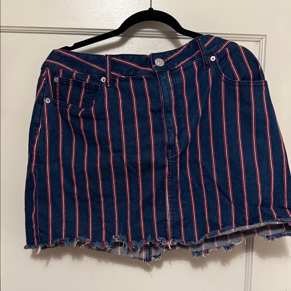 American Eagle Outfitters Blue and Red Striped Skirt